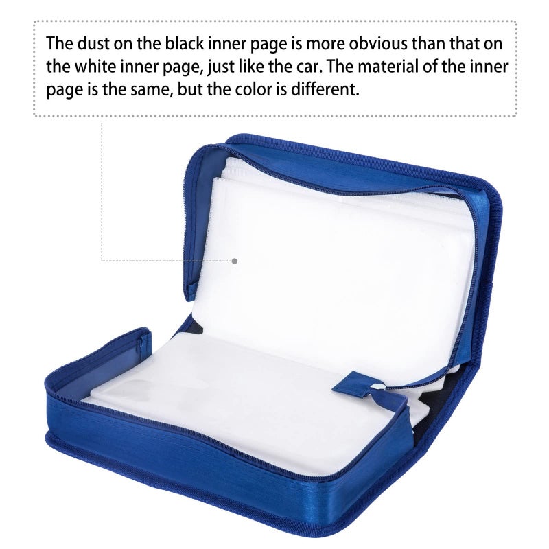 Siveit DVD Case, 128 Capacity CD/DVD Case Wallet Binder Storage Holder Booklet for Car Home Office and Travel (White binder, Blue) - Image 3